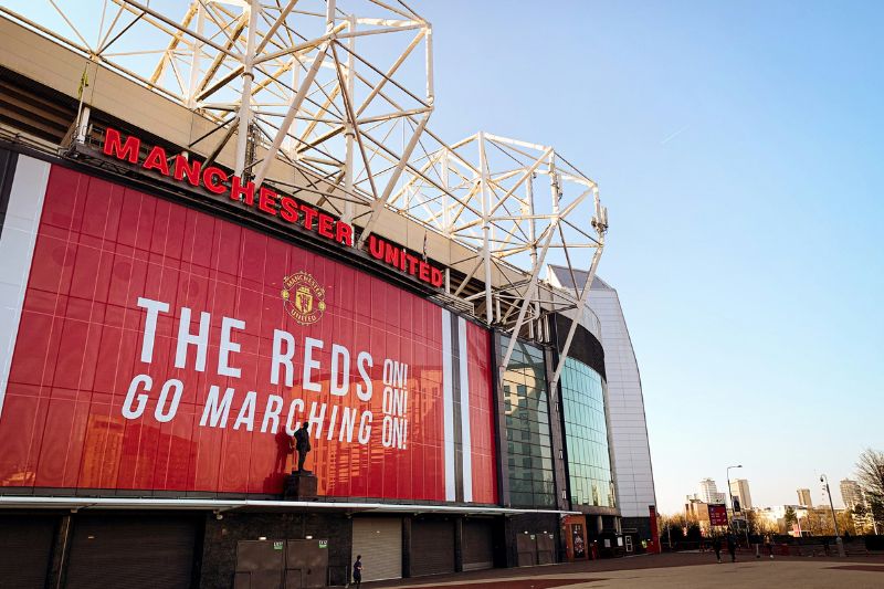 Outside view of old Trafford in the sun