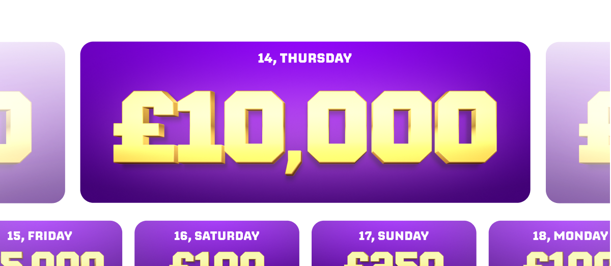 An example of a jackpot that could be won on Match Bingo